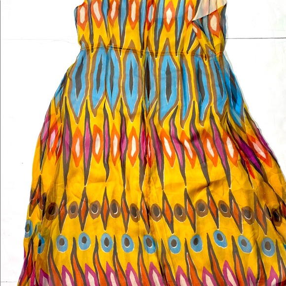 Tory Burch 100% Silk Multi-Colored Artsy Print Midi Woman’s Dress Size 8 - Picture 4 of 14